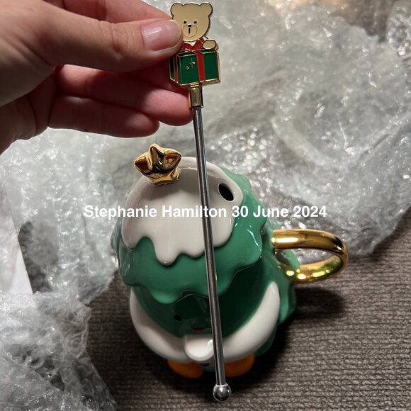 Starbucks Christmas Tree Mug with Lid and Stirrer - Picture 4 of 9